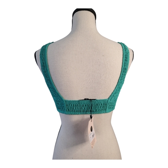 Missguided Teal Smocked bikini top - Picture 3 of 5